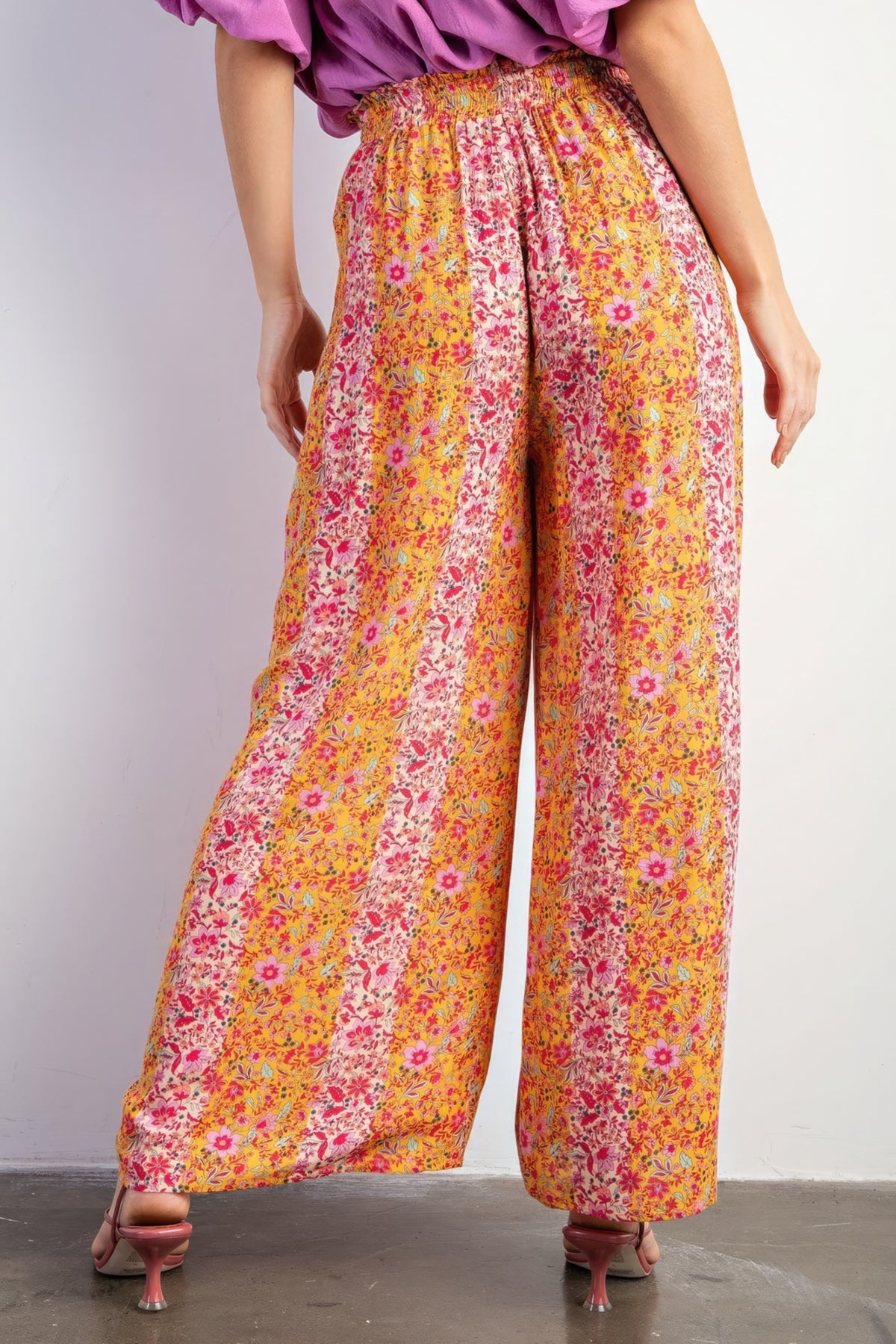 Floral Print Gauze Palazzo Pants.