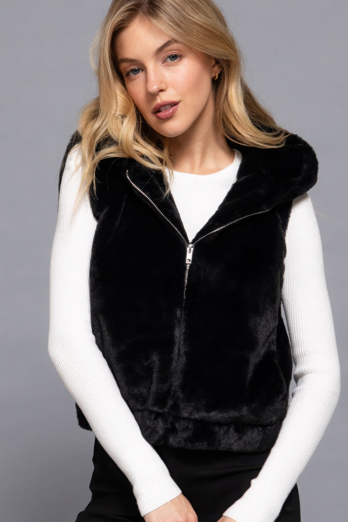 Hoodie Faux Fur Vest