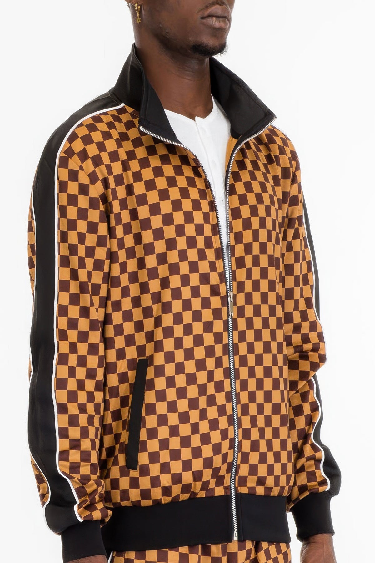 Mens Full Zip Checkered Jacket